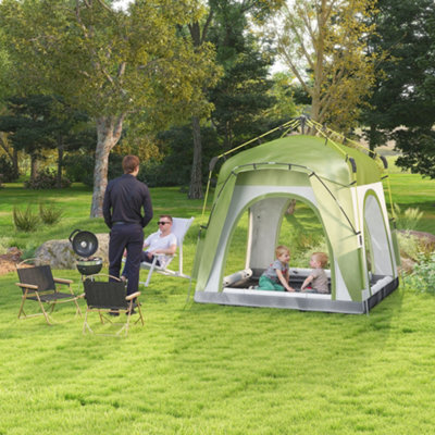 Outsunny 4 Man Pop Up Tent Camping Backpacking Dome Tent, Green