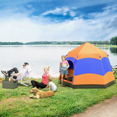 Outsunny 4 Person Camping Tent Festival Hiking ShelterOrange from B&Q