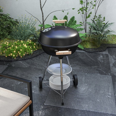 Outsunny Portable Round Kettle Charcoal Grill Bbq Outdoor Heat Control Party from B&Q