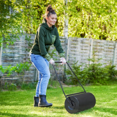 Durhand Heavy Duty Garden Lawn Roller Push Tow Water Sand Filled 46L Equipment from B&Q