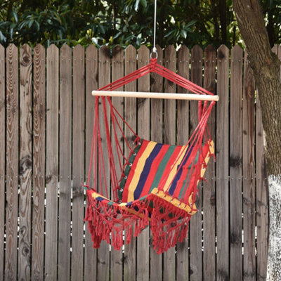 Outsunny Hammock Chair Swing Colourful Striped Seat Porch Indoor Outdoor Hanging from B&Q