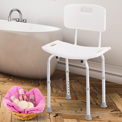 Homcom Unisex White Bath Chair Shower Stool Safety Seat Bathroom Adjustable Positions In - Image 8