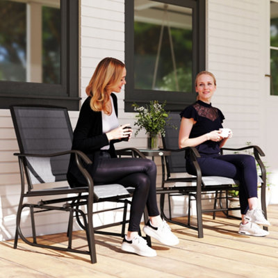 Outsunny Double Glider Companion Rocking Garden Chairs Loveseat Grey And Brown from B&Q