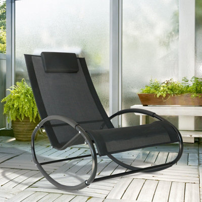 Outsunny Patio Rocking Chair Orbital Zero Gravity Seat Pool Chaise W/ Pillow from B&Q