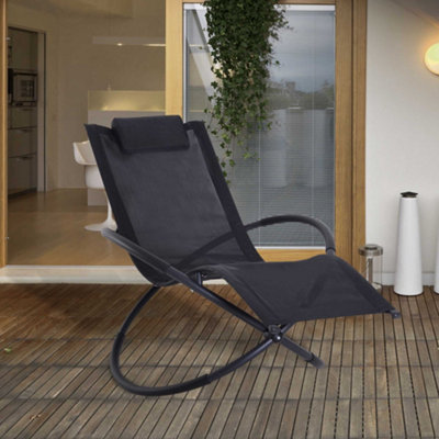 Outsunny Orbital Lounger Zero Gravity Patio Chaise Foldable Rock Chair W/ Pillow from B&Q
