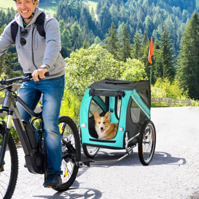 Pet Bicycle Trailer Dog Cat Bike Carrier Water Resistant W/ Hitch Coupler Green - Image 6