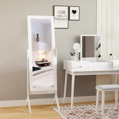 Homcom Freestanding Dressing Mirror 148X47Cm Adjustable Angle White Frame Home from B&Q