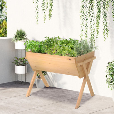 Outsunny Wooden Planter Raised Bed Stand Vegetable Flower BedNatural from B&Q