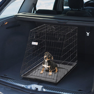 Pawhut Trapeze Collapsible Dog Pet Travel Box Cage Removable Tray 93Lx58Wx65H Cm from B&Q