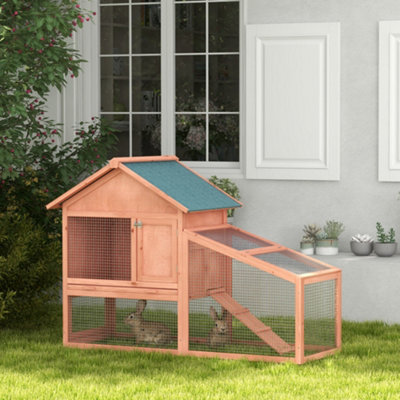 B&Q -  Rabbit Hutch2 Tier Bunny House With Asphalt RoofRampTrayGreen
