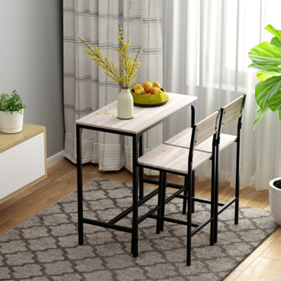 HOMCOM Bar Table And Stools SetKitchen Table And 2 Chairs With BackrestFootrest from B&Q