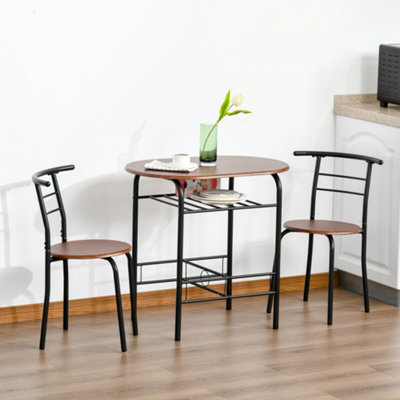 Homcom Breakfast Bar Table And Stools Set, Dining Room Set With Shelf Small