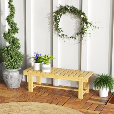 Outsunny Outdoor Garden Bench Patio Loveseat Fir Wood 2 Person 1.1M