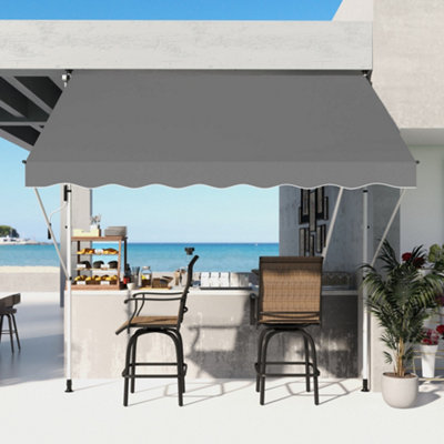 Outsunny 3 X 1.5 M Retractable Patio Awning Floor-To-Ceiling ShadeGrey from B&Q