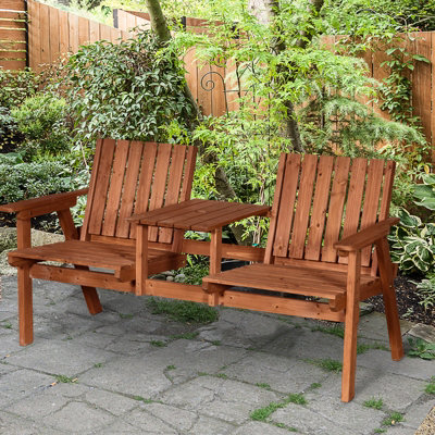 Outsunny 2-Seater Garden Bench Patio Antique Loveseat With ArmrestSteel Orange