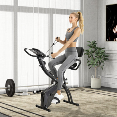 B&Q -  2-In-1 Folding Exercise Bike With 8-Level Magnetic Resistance Black
