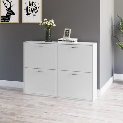 Homcom Wooden Shoes Cabinet Multi Flip Down Shelf Drawer OrganizerWhite from B&Q