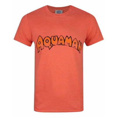 B&Q -  Marvel Mens Orange Aquaman Logo Short Sleeved T-Shirt (Small)