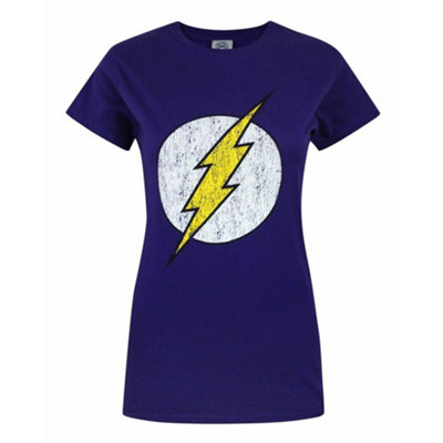 B&Q -  Dc Comics Womens Purple Logo Short Sleeved T-Shirt (Large)