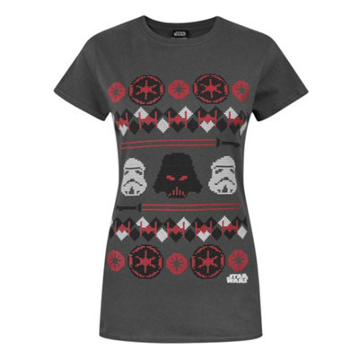 B&Q -  Star Wars Womens Grey Darth Vader Short Sleeved T-Shirt (Small)