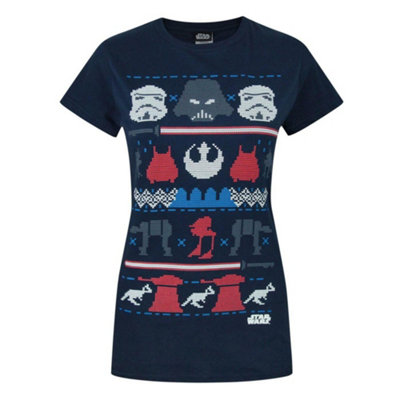 B&Q -  Star Wars Womens Blue Darth Vader Short Sleeved T-Shirt (Large)