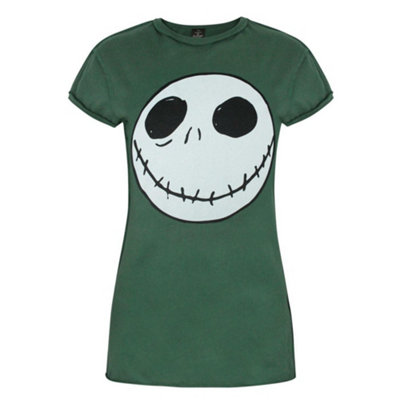 B&Q -  Disney The Nightmare Before Christmas Womens Green Jack Skellington Short Sleeved T-Shirt (Large)