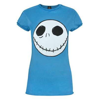B&Q -  Disney The Nightmare Before Christmas Womens Blue Short Sleeved T-Shirt (Large)