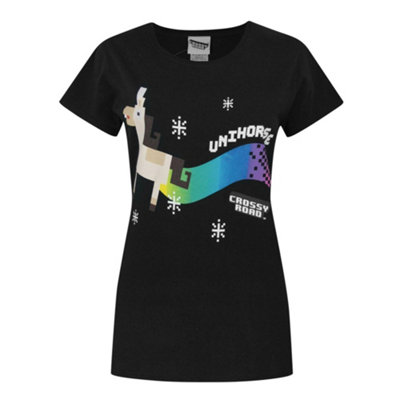 B&Q -  Crossy Road Womens Black Unihorse Short Sleeved T-Shirt (Xx-Large)