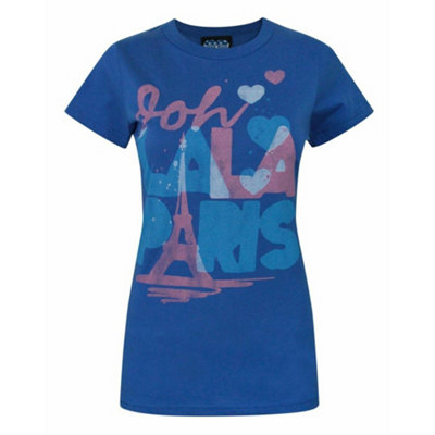 Vanilla Underground Junk Food Clothing Womens Blue Ooh Lala Paris Text Graphic Short Sleeved T-Shirt (Large) from B&Q