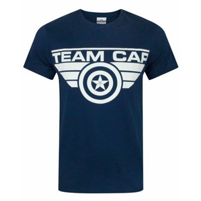B&Q -  Marvel Mens Blue Captain America Short Sleeved T-Shirt (Small)