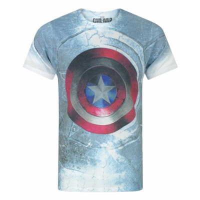 Vanilla Underground Marvel Mens White Captain America Shield Short Sleeved T-Shirt (Small) from B&Q