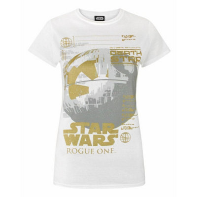 Vanilla Underground Star Wars Womens White Death Star Print Short Sleeved T-Shirt (Large) from B&Q