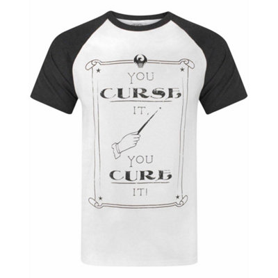 Vanilla Underground Fantastic Beasts And Where To Find Them Mens White You Curse ItYou Cure It Text Print Raglan Short Sleeved T-Shirt (Large) from B&Q