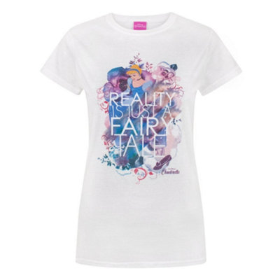 B&Q -  Disney Womens White Cinderella Short Sleeved T-Shirt (Small)