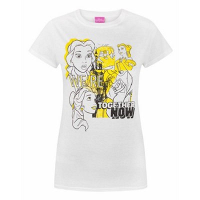 B&Q -  Disney Womens White Belle Short Sleeved T-Shirt (Small)