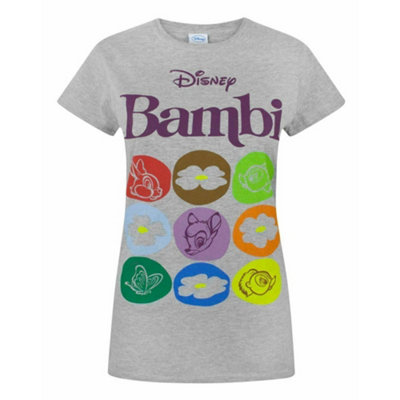 B&Q -  Disney Bambi Womens Grey Short Sleeved T-Shirt (Small)