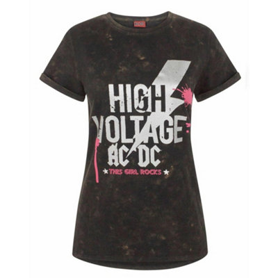 Vanilla Underground Ac/dc Womens Black Slogan Text With Band Logo Short Sleeved T-Shirt (Large) from B&Q