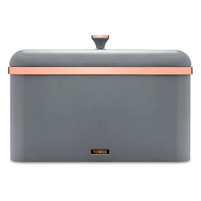 Tower T826130gry Cavaletto Bread Bin Storage, Carbon Steel, Removable Lid, Grey And Rose Gold - Image 8