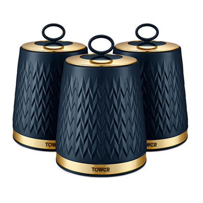 Tower Empire Set Of 3 Canisters Midnight Blue from B&Q