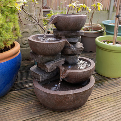 All Pond Solutions Four-Tier Cascading Bowl Water Feature With Led Lights from B&Q