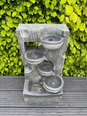 All Pond Solutions Waterfall Feature 4 Water Bowls With Led LightsSolar Panel 59X29X25 from B&Q