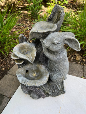 All Pond Solutions Rabbit Waterfall Feature 3 Water Bowls With Led LightsSolar Panel 46X32X26 from B&Q