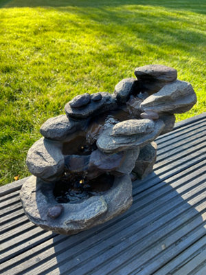 All Pond Solutions Rock Waterfall Water Feature With Led LightsSolar Powered 45X23X24.5Cm from B&Q