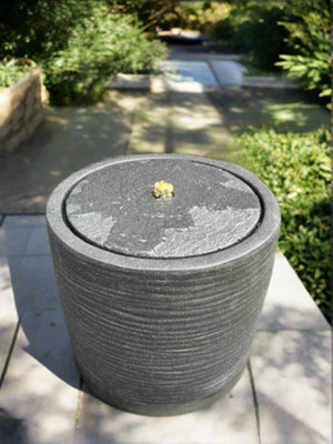 All Pond Solutions Allpondsolutions Round Water Feature With Led LightsSolarDark Grey 36X36X28Cm from B&Q