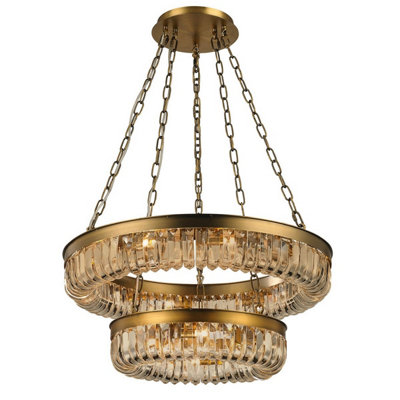 Luminosa Lighting Luminosa Special Pendant 16 Light G9 Brown Brass/amber CrystalItem Weight: 18.30Kg from B&Q