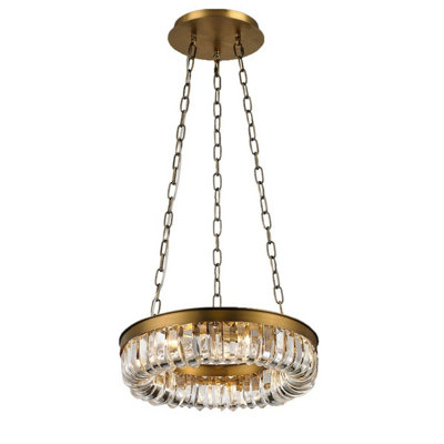 Luminosa Lighting Luminosa Special Pendant 9 Light G9 Brown Brass/clear Crystal from B&Q