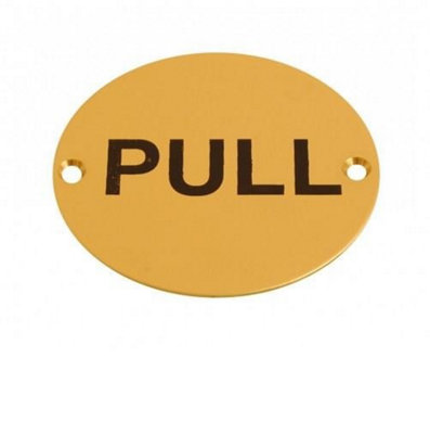 Dzina Pull Door Sign 75mm Screen Printed Brass Pack Of 1 from B&Q