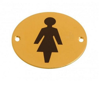 Dzina Toilet Door Sign 75mm Screen Printed Brass Female Pack Of 1 from B&Q