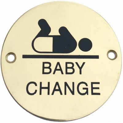 Dzina Baby Change Door Sign 75mm Screen Printed Brass Pack Of 1 from B&Q