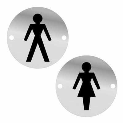 Dzina 2Pc Toilet Door Sign Set 75mm Screen Printed Saa Male And Female (1 Set) from B&Q